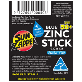 Stick solaire Sun Zapper bleu avec logo sur l'emballage