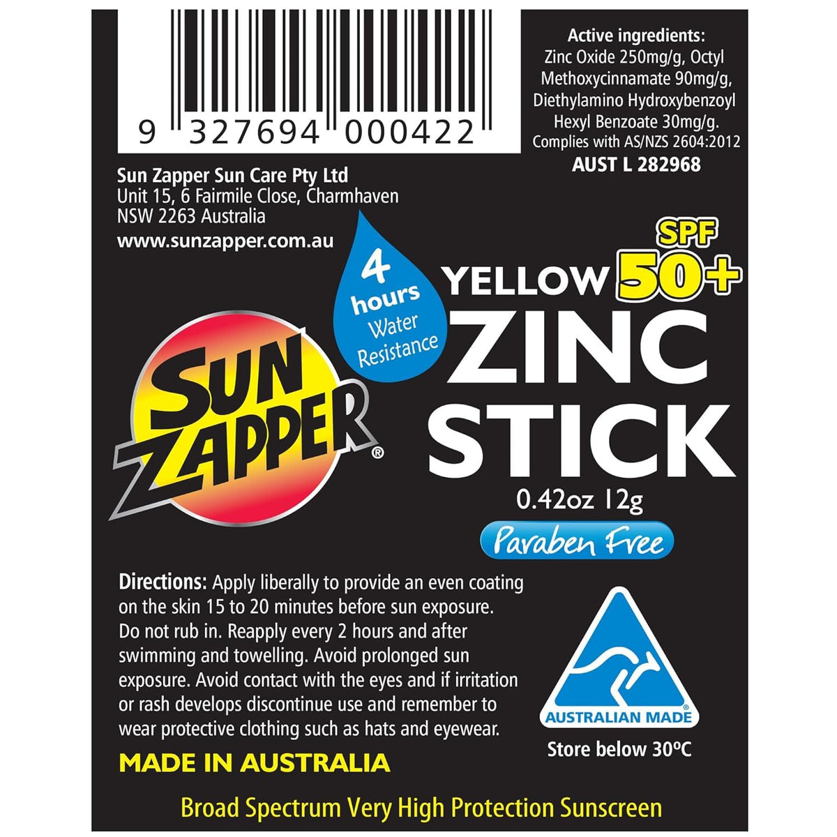 Stick solaire Sun Zapper sur une serviette de plage