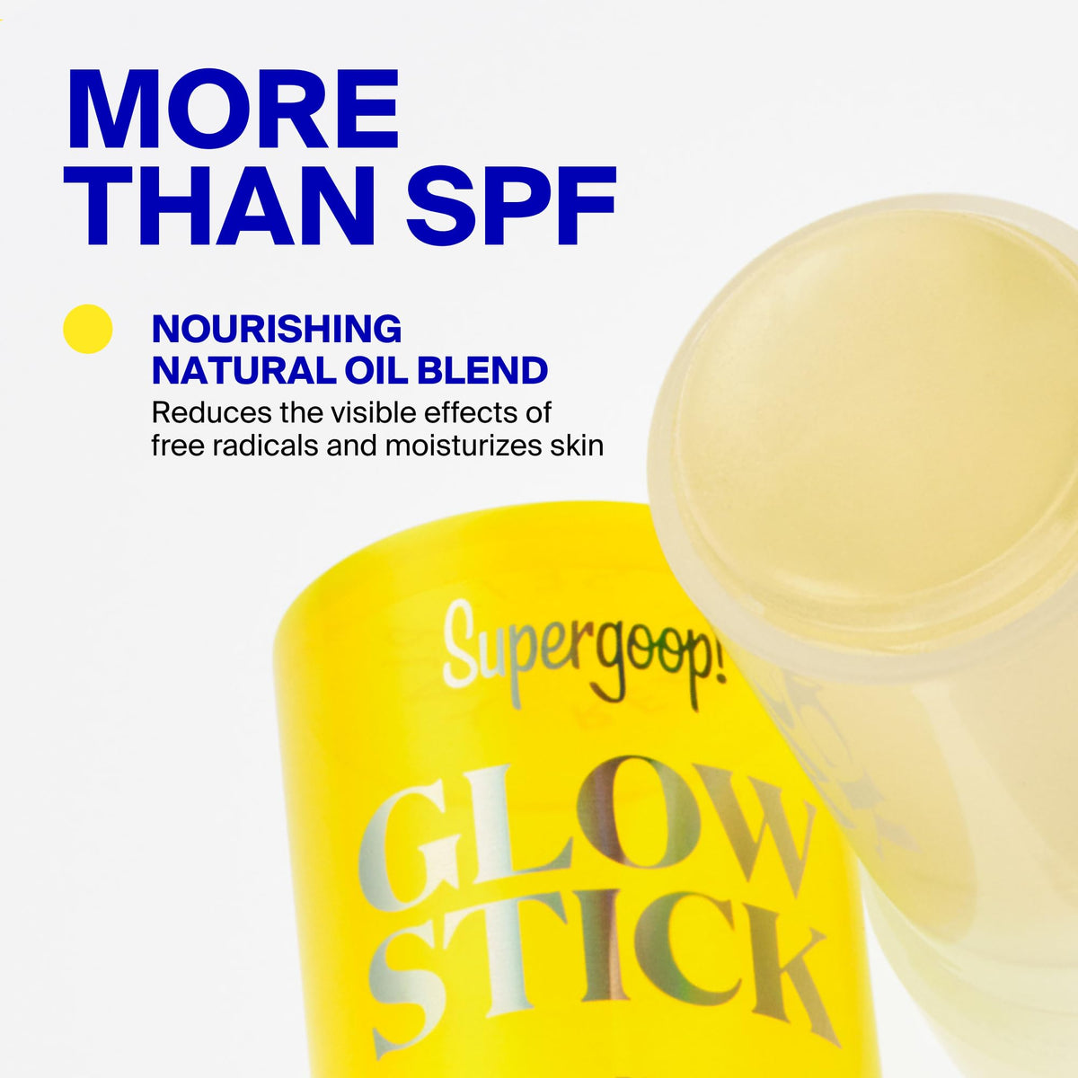 Stick solaire Supergoop! Glow Stick SPF 50 en application sur le visage