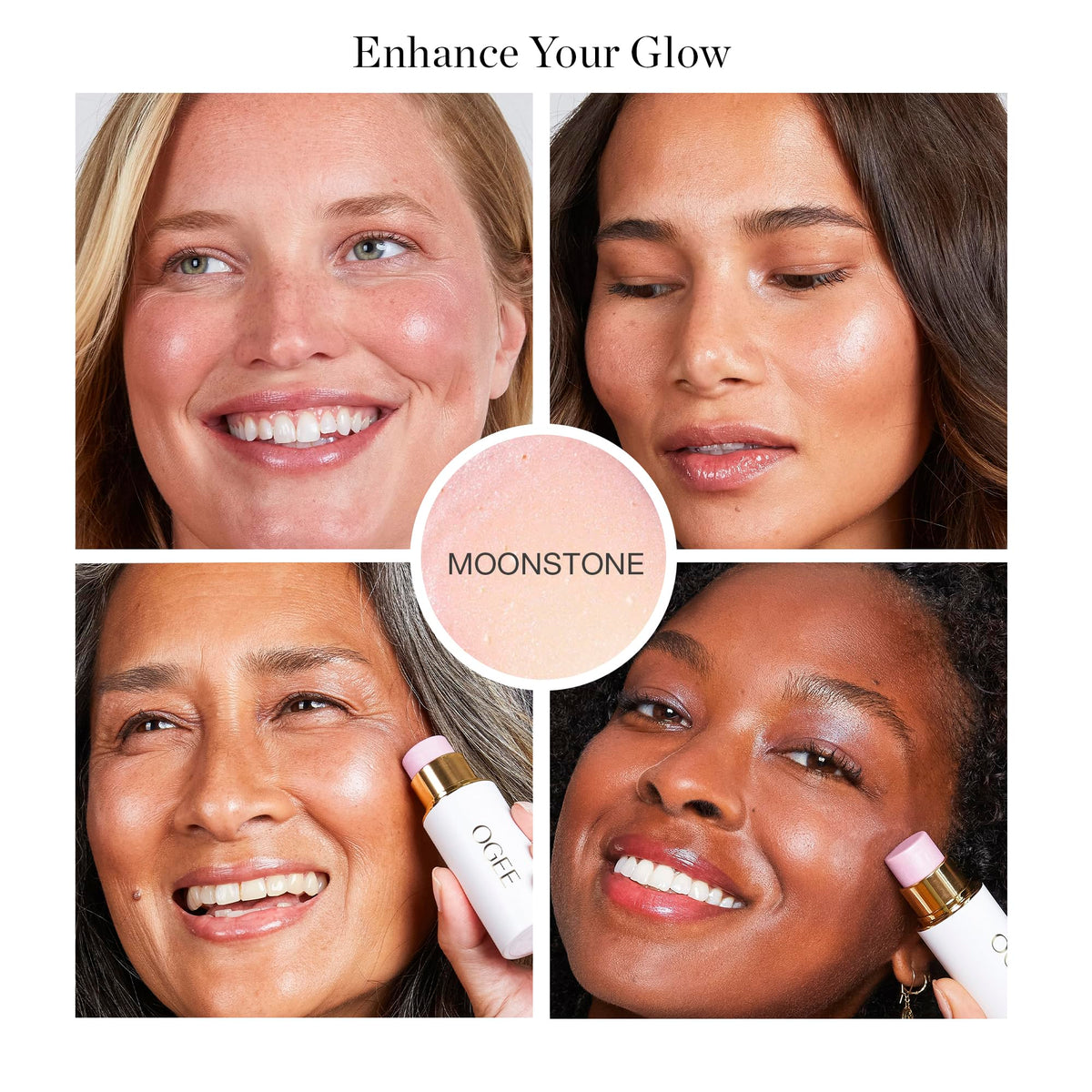 Stick Visage Sculptant Ogee Moonstone de profil montrant la texture