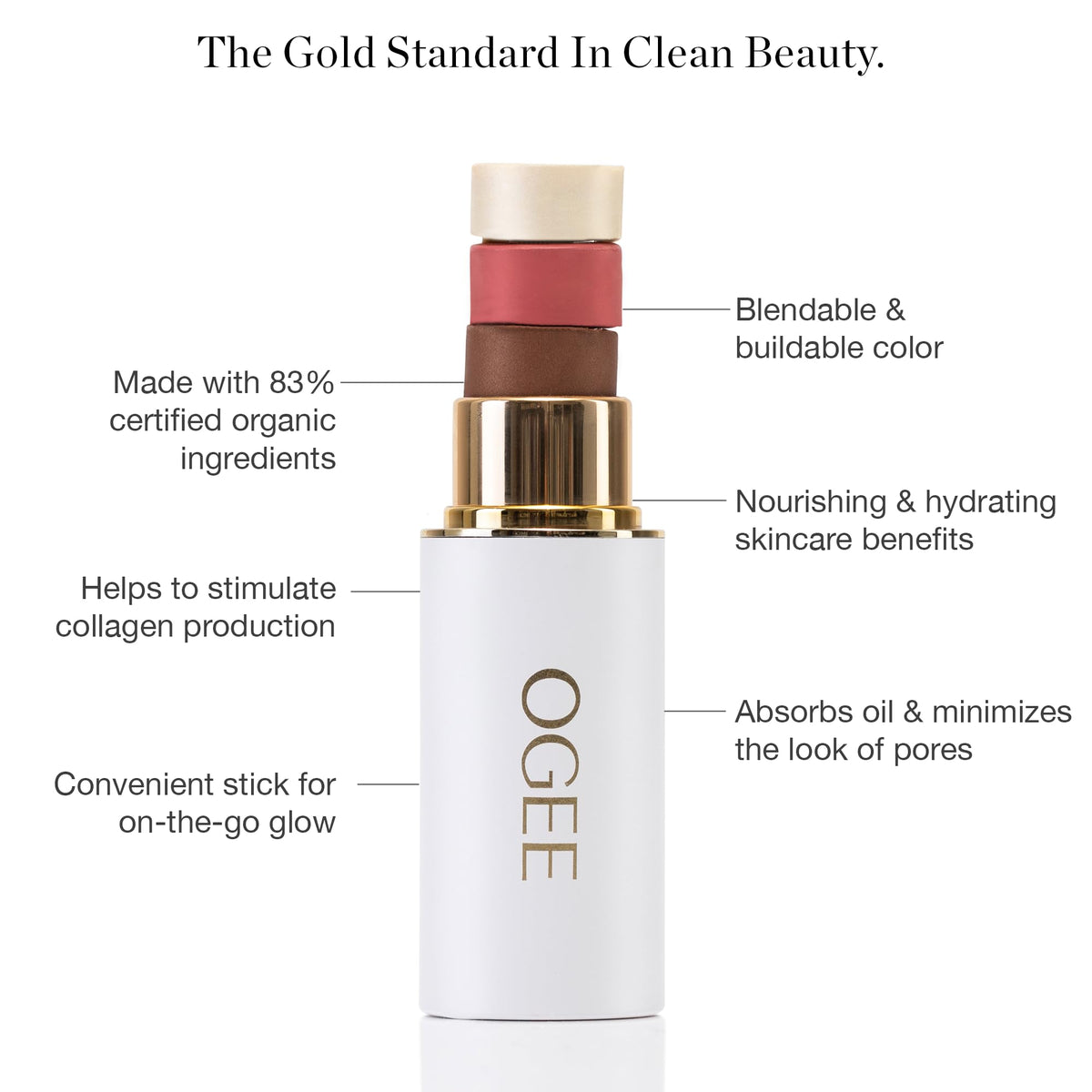 Stick Visage Sculptant Ogee Moonstone en situation avec d'autres produits de maquillage