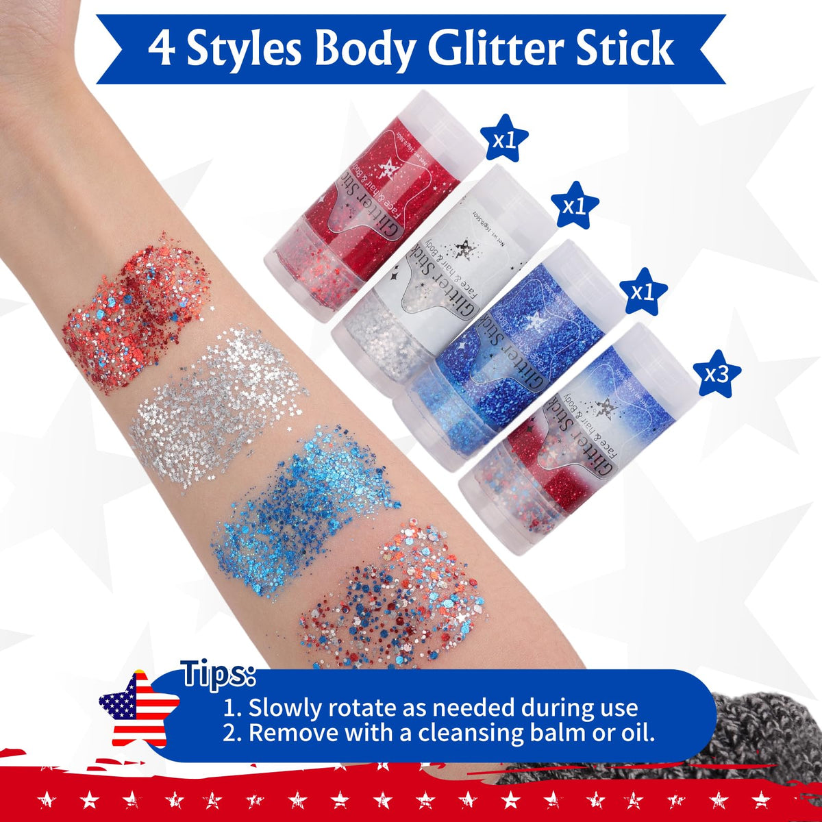 Stickers paillettes AROIC montrant les 4 styles disponibles