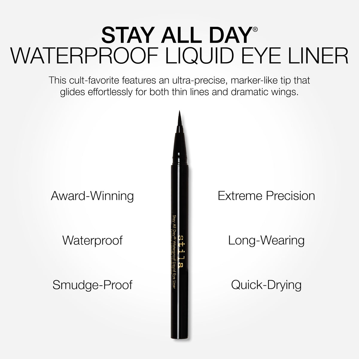 stila Eyeliner Liquide Waterproof 9g texture fluide sur la main
