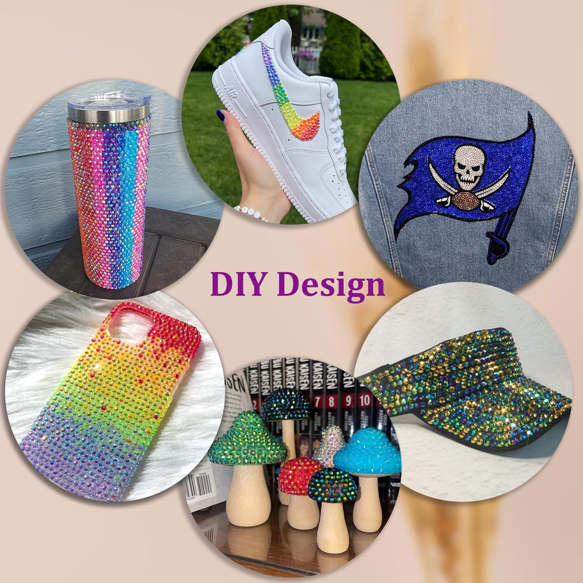 Strass appliqués sur un mug pour décoration