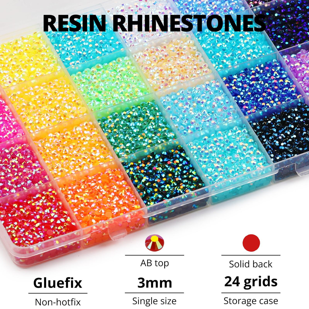 Strass en résine à dos plat de 3 mm SS10 avec éclat