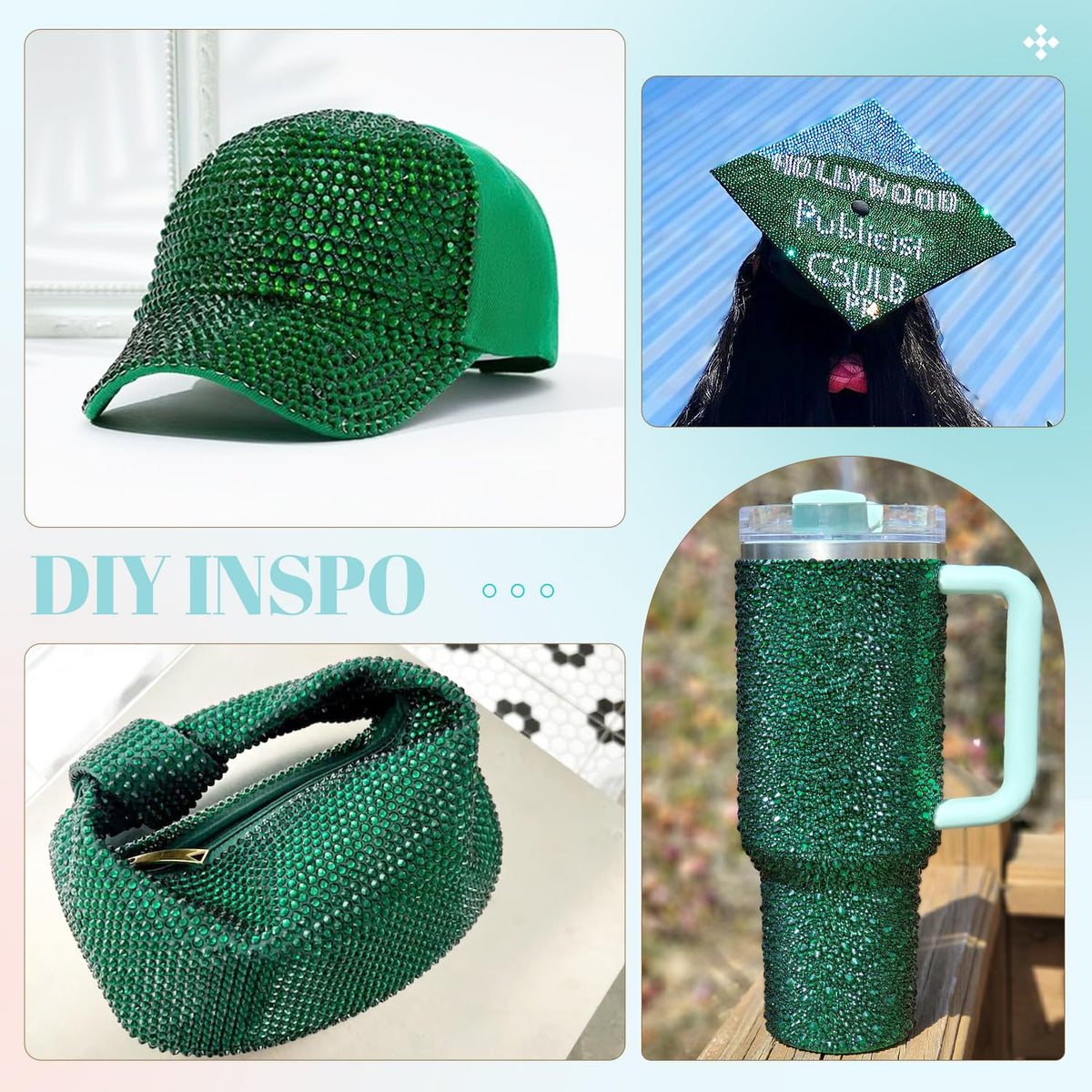 Strass en résine de couleur émeraude sur un accessoire
