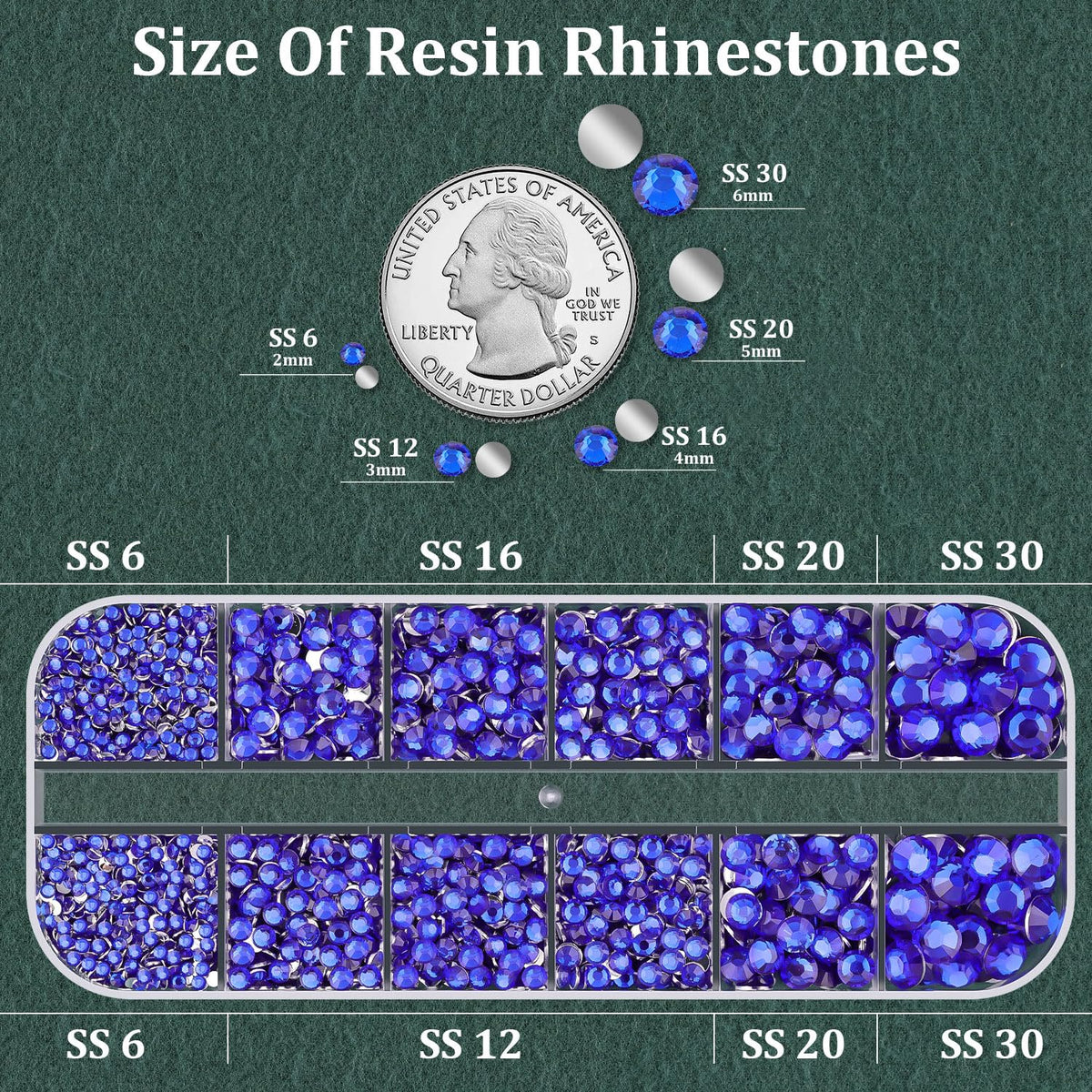 Strass en résine de différentes tailles avec colle B7000
