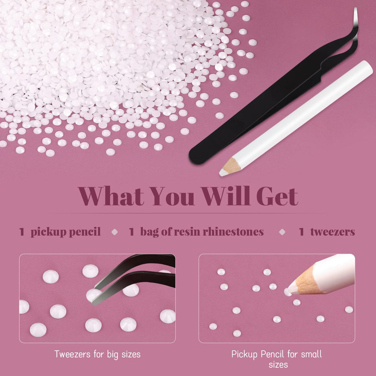 Strass en résine sur différentes surfaces décorées