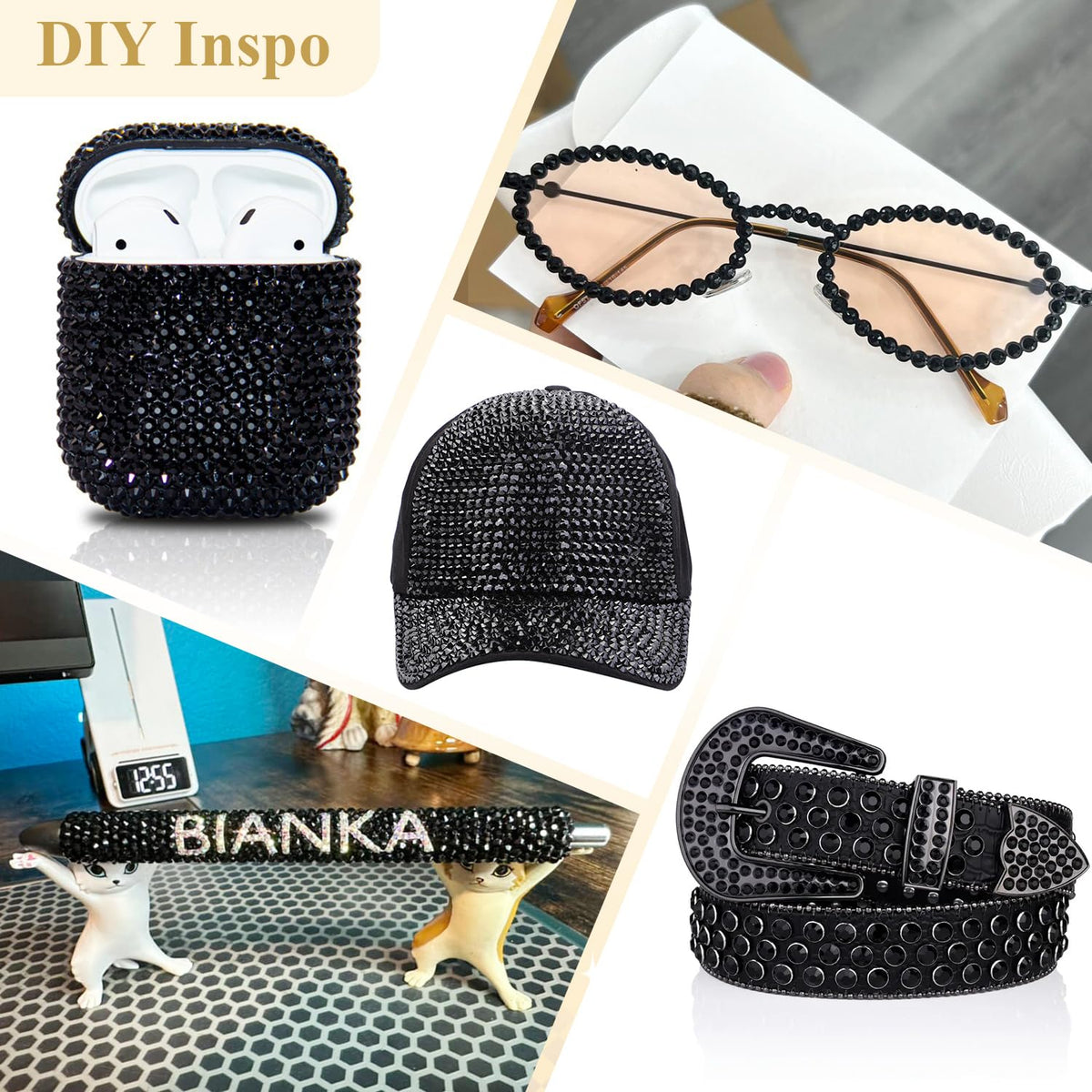 Strass en verre noir dans un projet de bricolage