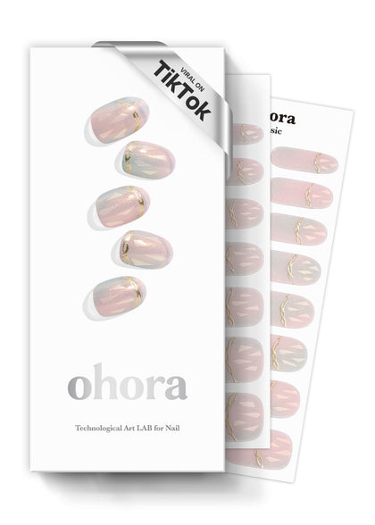 Strips d'ongles en gel semi-curé ohora modèle N Pink Mermaid avec hologramme