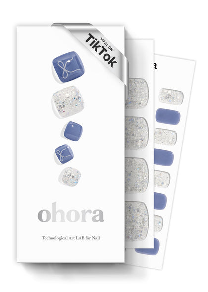 Strips de gel semi-curé ohora bleu et blanc, vue de face
