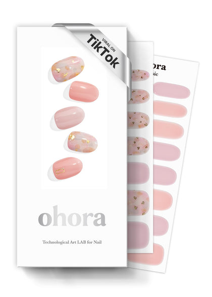 Strips de vernis à ongles semi-cura ohora N Lazy Sunday rose avec motifs
