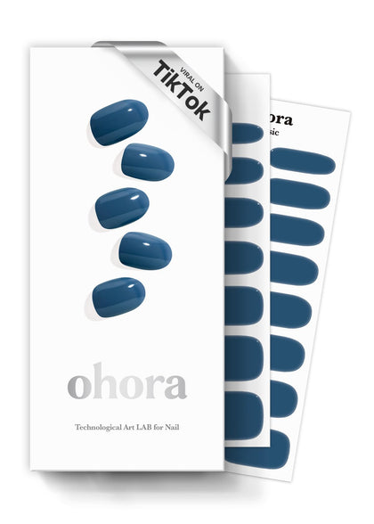 Strips de vernis semi-cuit ohora N Cream Indigo, ensemble complet avec lime et bâtonnet