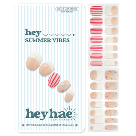 Strips de vernis semi-curé heyhae avec rayures roses sur fond nude