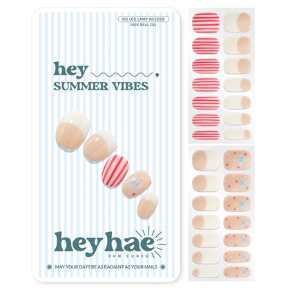 Strips de vernis semi-curé heyhae avec rayures roses sur fond nude