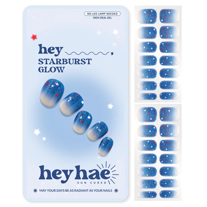Strips de vernis semi-curé heyhae devant avec design bleu scintillant