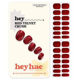 Strips de vernis semi-curé heyhae Rouge Velours Écrasé, packaging avant
