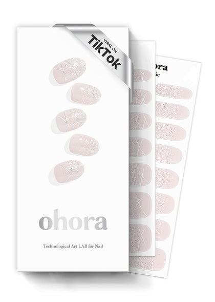 Strips de vernis semi-curé ohora blanc avec motifs, présentation avant