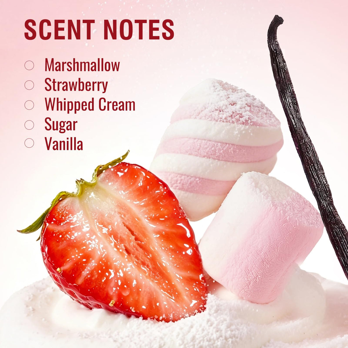 Sttes Marshmallow parfum avec des fraises et de la crème fouettée