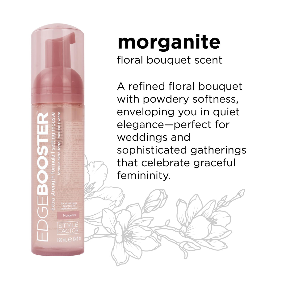 Style Factor Mousse Coiffante Extra Forte 2,5oz sur une coiffeuse avec accessoires de beauté