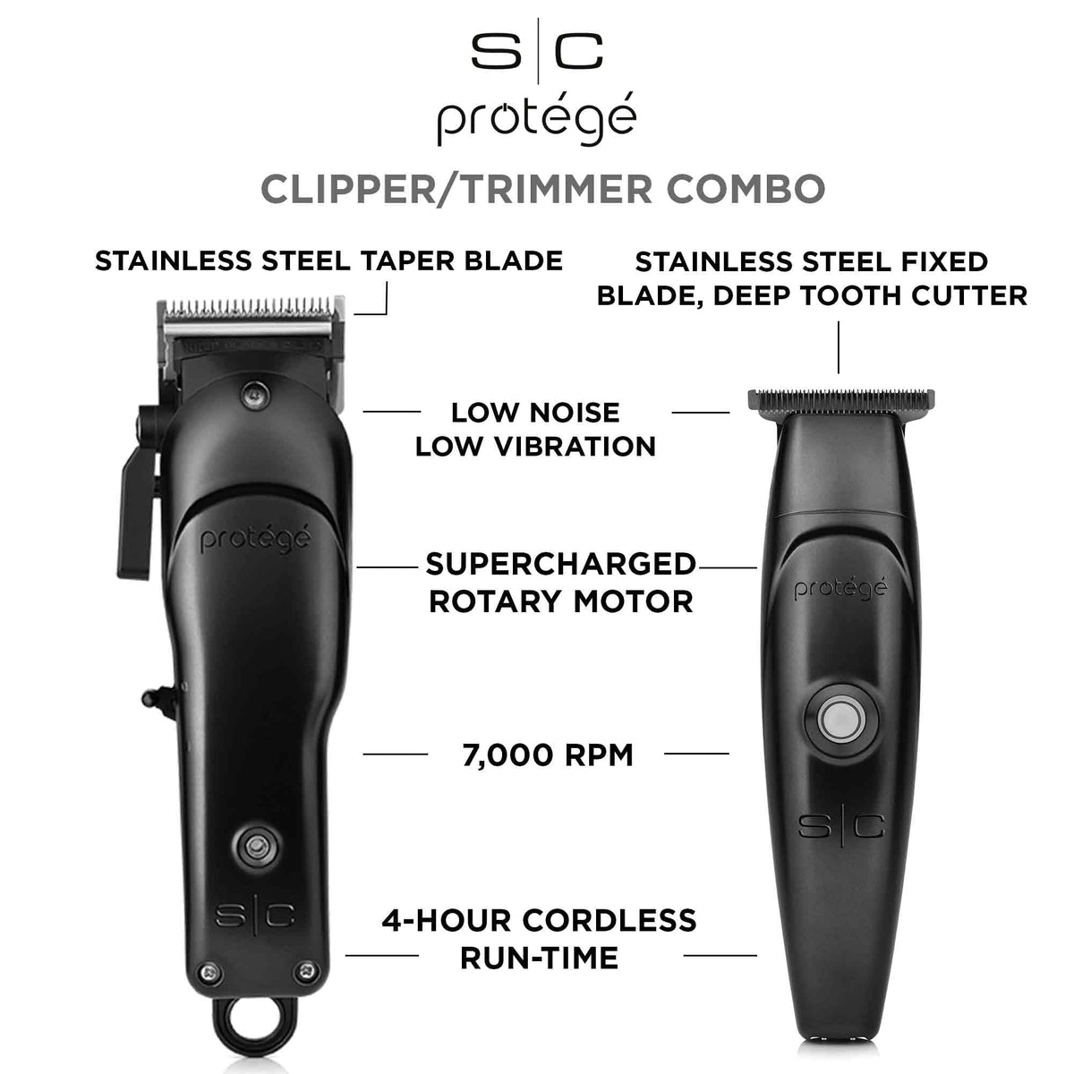 STYLECRAFT combo clippeur et tondeuse vue arrière montrant la batterie lithium-ion