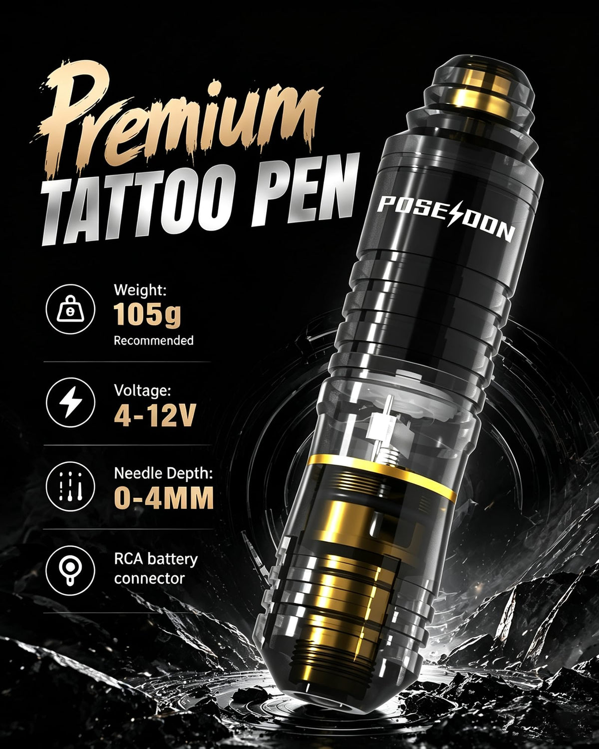 Stylo de tatouage Vidattx Poseidon en gros plan