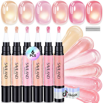 Stylo de vernis à ongles SAVILAND 3-en-1 avec 6 teintes nude