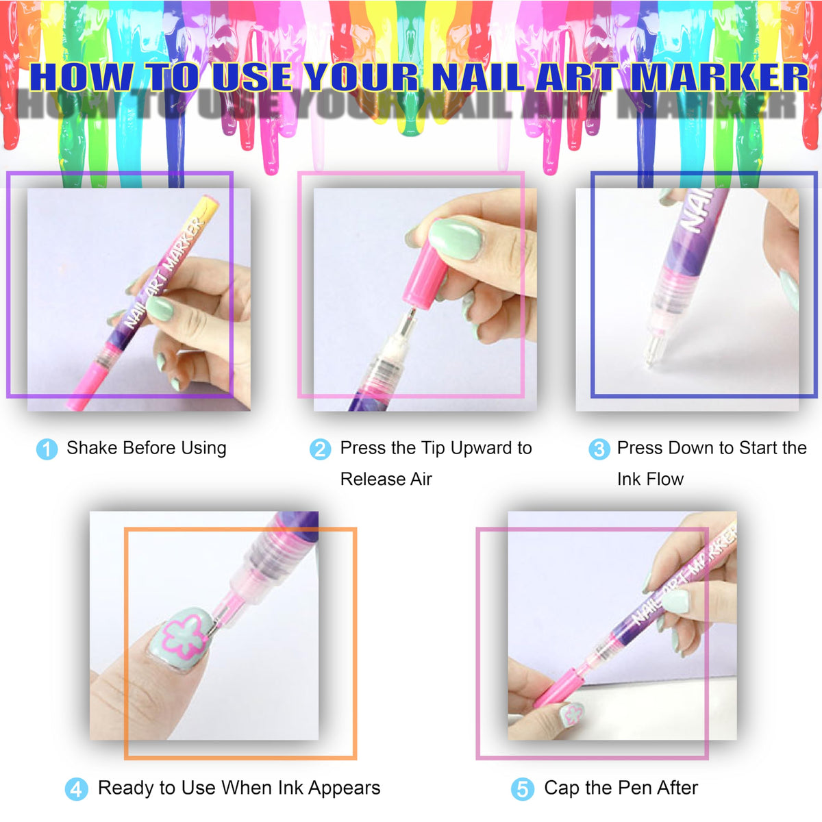 Stylos de nail art AOKELEON avec pointe fine de 0,5 mm