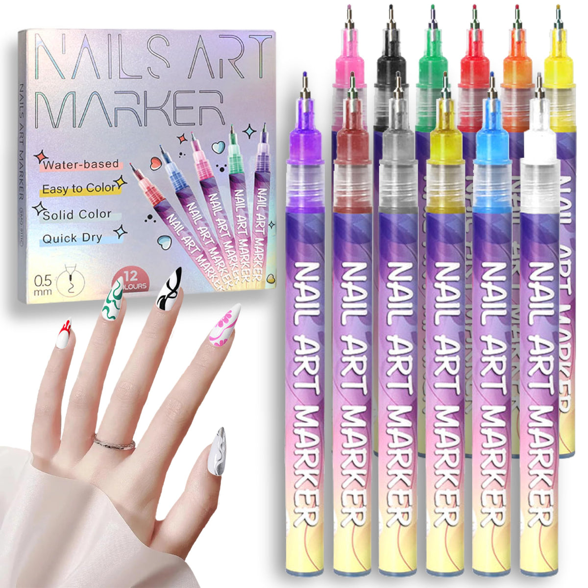 Stylos de nail art AOKELEON en utilisation