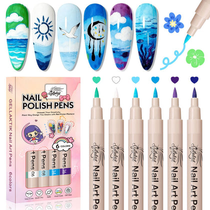Stylos de nail art GELLAKTIK 6 couleurs avant