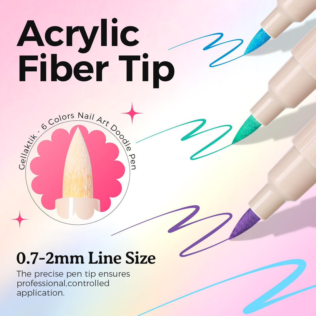 Stylos de nail art GELLAKTIK en utilisation sur des ongles