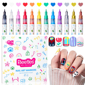 Stylos nail art beetles 12 couleurs avec étui en acrylique