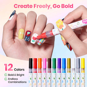 Stylos nail art beetles en action avec des motifs colorés
