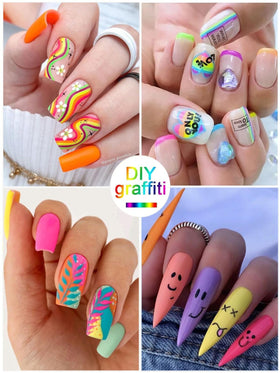 Stylos Nail Art Kalolary avec motifs dessinés sur des ongles