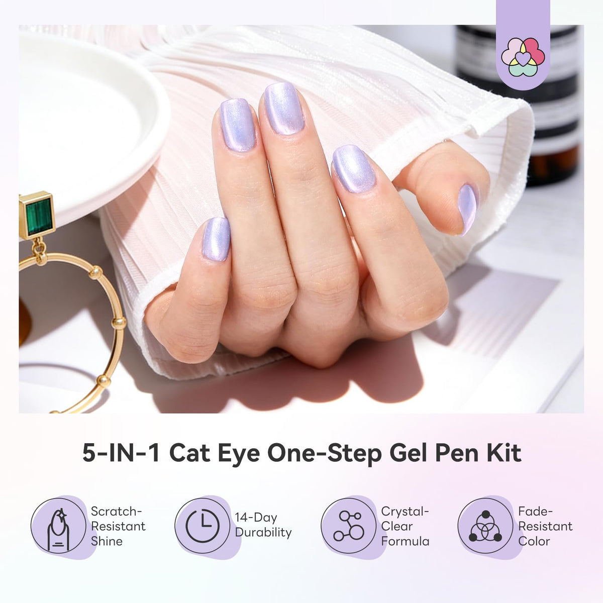 Stylos vernis gel Cat Eye SAVILAND en quatre couleurs différentes
