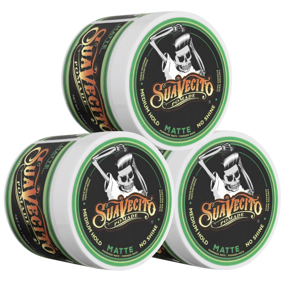 Suavecito Pomade Pâte Mate 3 Pack vue de face
