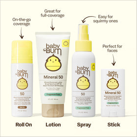 Sun Bum Baby Bum Lotion Solaire Minéral SPF 50 Roll-On avec bouchon ouvert