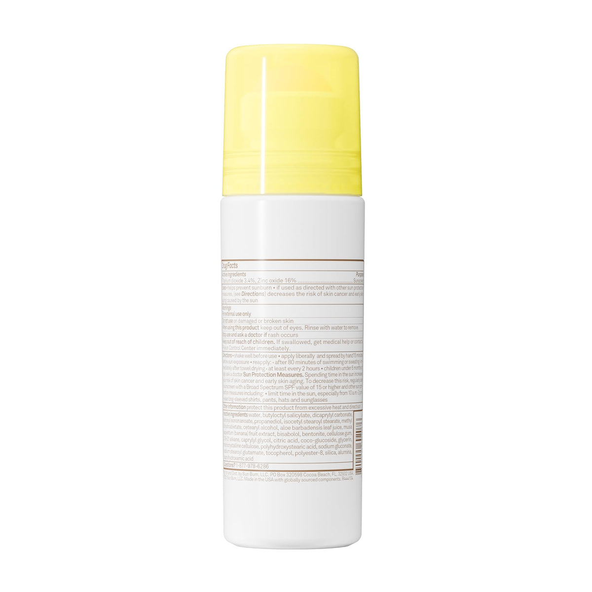 Sun Bum Baby Bum Lotion Solaire Minéral SPF 50 Roll-On avec ingrédients naturels en arrière-plan
