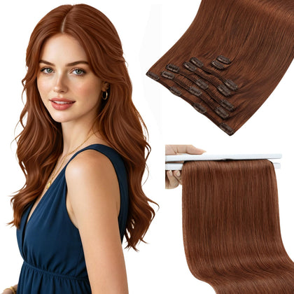 Sunny Hair Extensions Clip-in 135g Cheveux Humains Cuivre Rouge vue de face