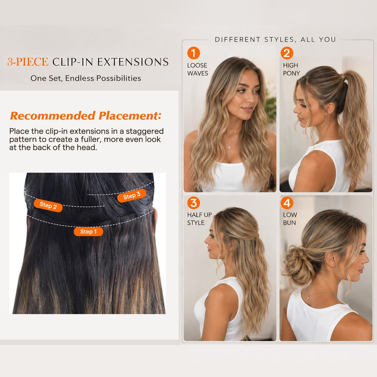 Sunny Hair Extensions Clip-in 14 pouces Cheveux Humains Remy en usage
