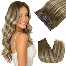 Sunny Hair extensions clip-in 3pcs en cheveux humains vrais, couleur blonde claire