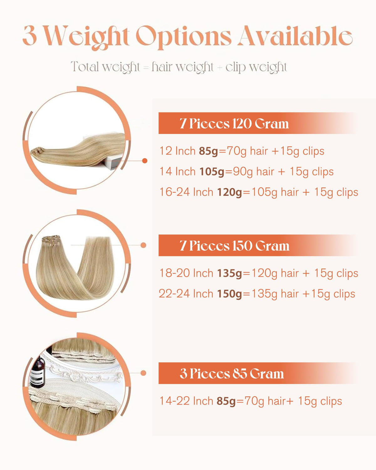 Sunny Hair Extensions Clip-in en Cheveux Humains Blonds avec guide d'entretien