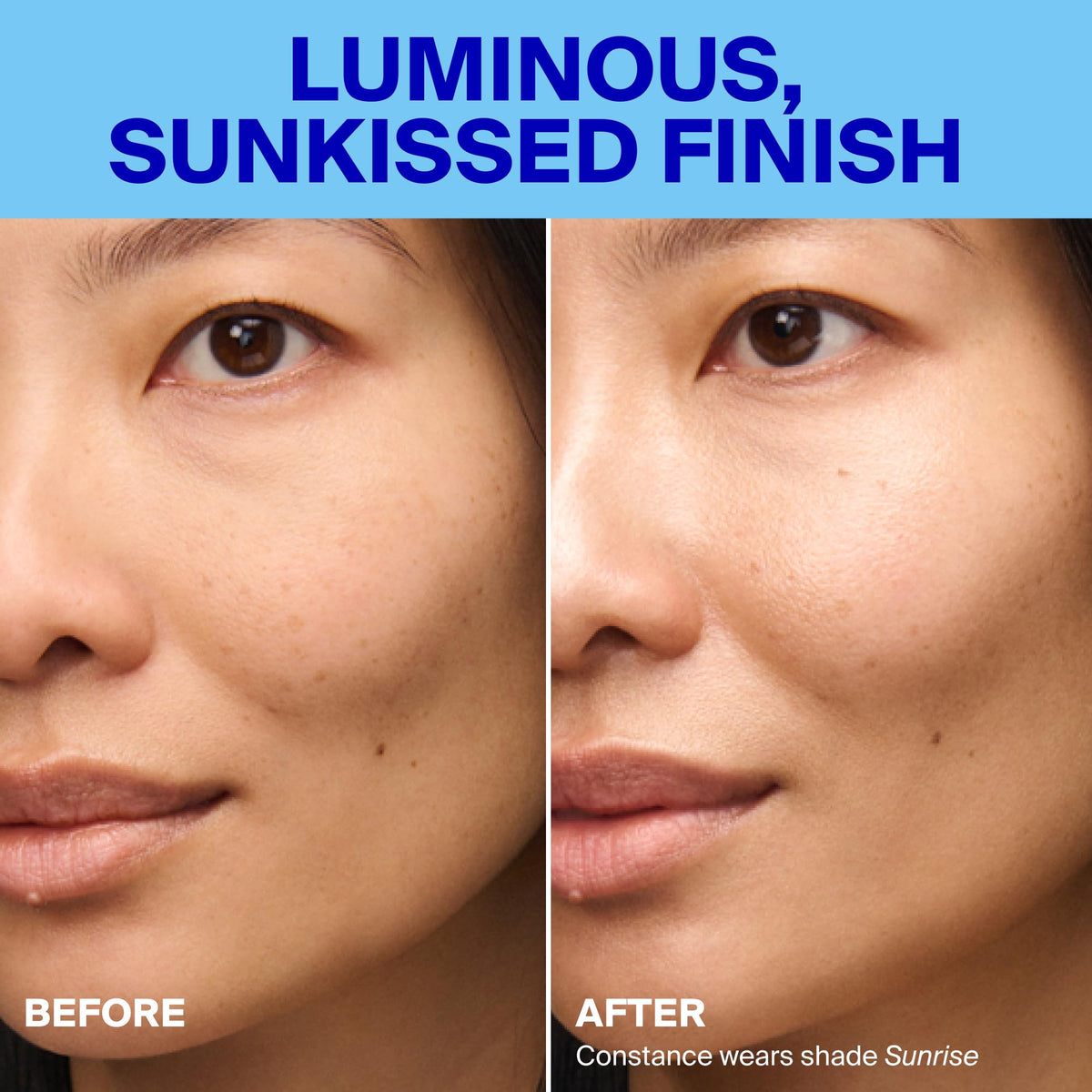 Supergoop! Glowscreen en situation avec produits de maquillage