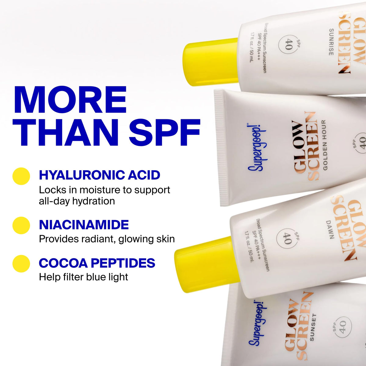Supergoop! Glowscreen SPF 40 dans un cadre de salle de bain