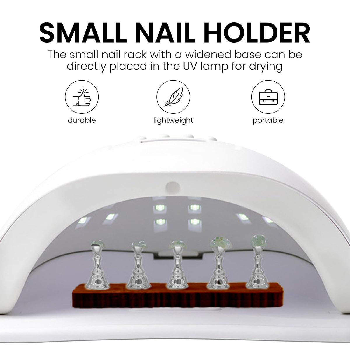 Support d'ongles ESUOHYM sur fond neutre avec décorations