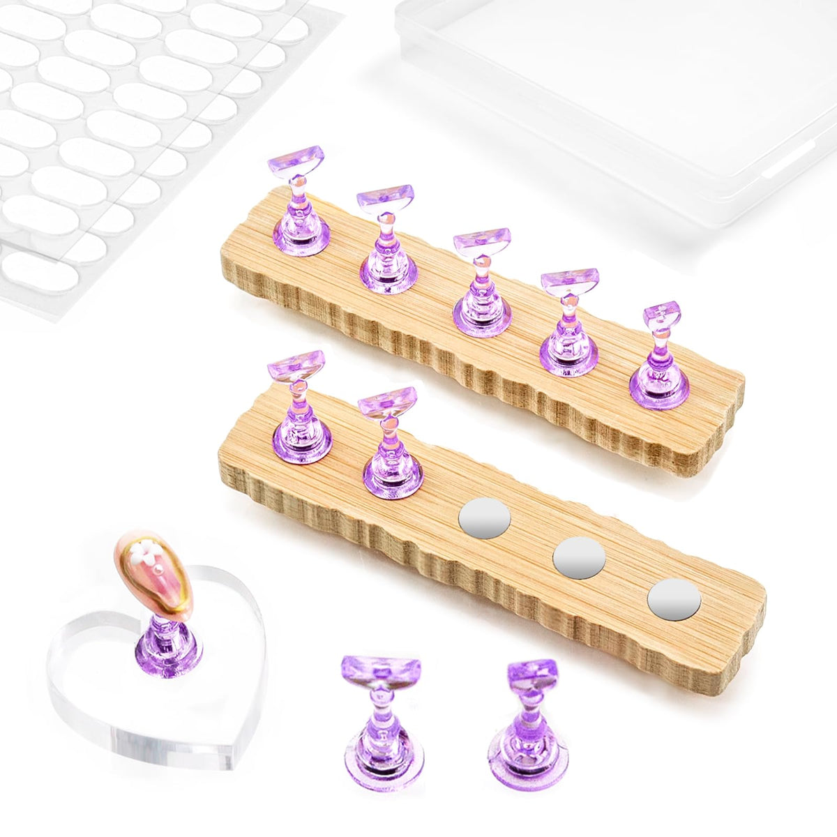 Support d'ongles magnétique ESUOHYM en bois avec porte-ongles