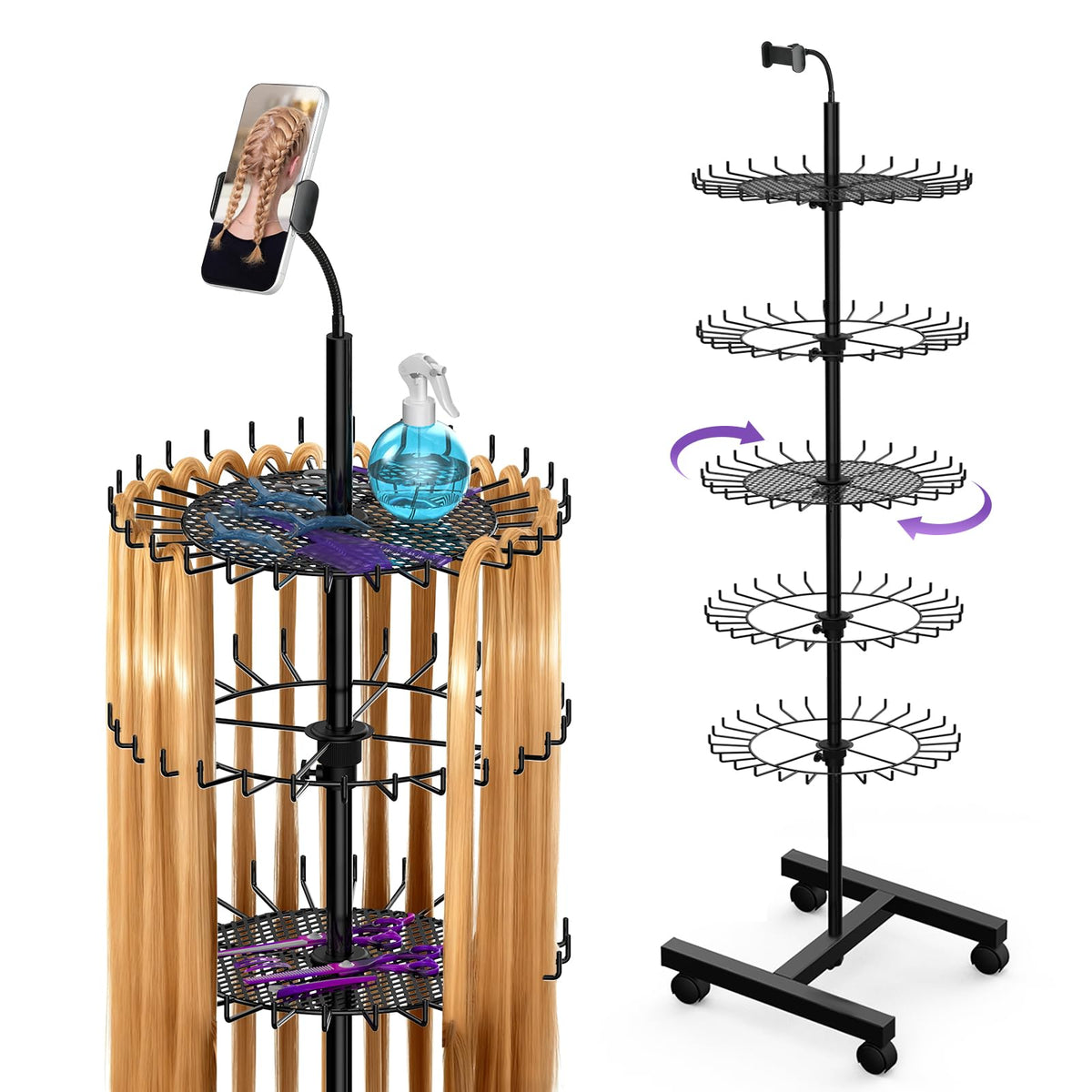 Support de coiffure réglable Qxcynb avec 5 niveaux de rangement