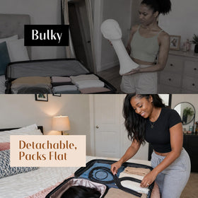 Support de perruque Dreamlover plié dans un sac de voyage