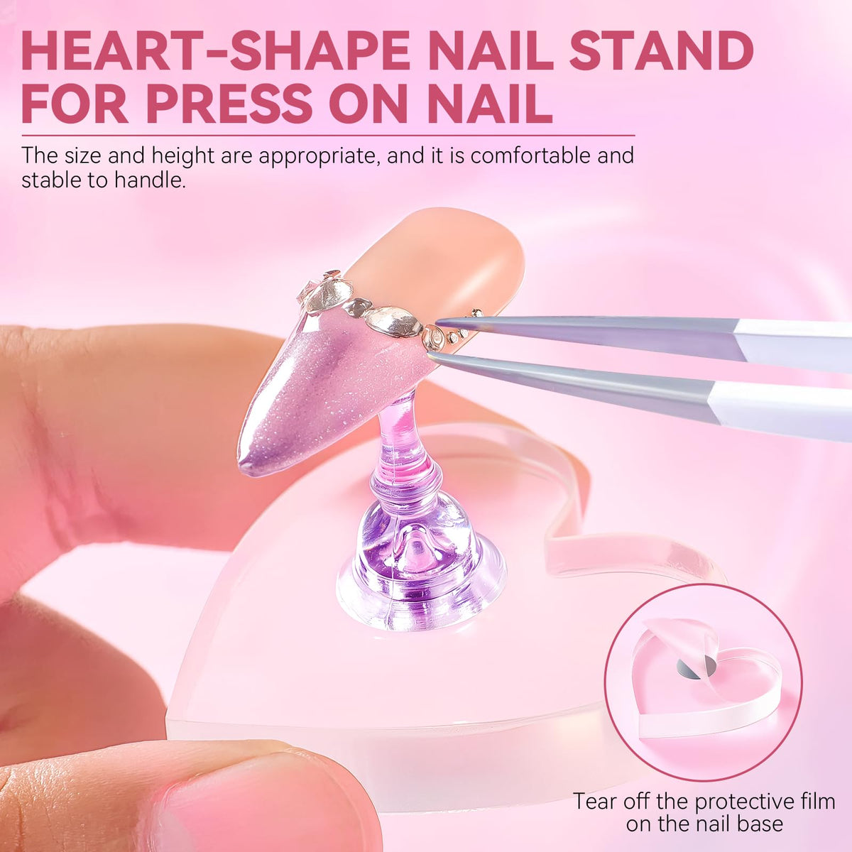 Support en acrylique en forme de cœur pour vernis à ongles