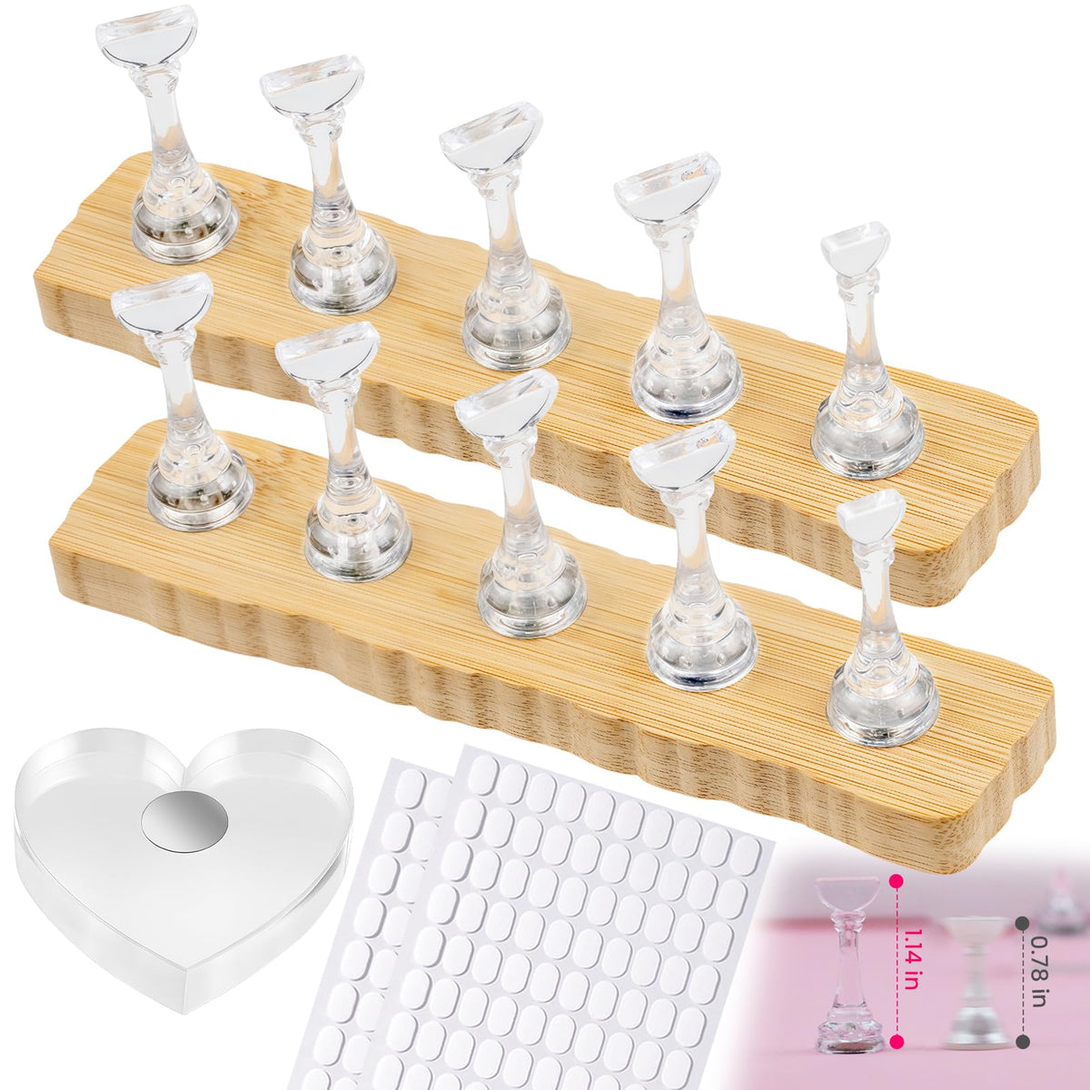 Support Ongles ESUOHYM avec bases en bois et supports extra-hauts